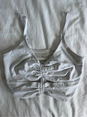 Athleta Light White Ruched Sports Bra